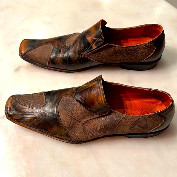 Robert Wayne men’s leather shoes; stylish and exotic; multi-colored rustic/black - Picture 3 of 8